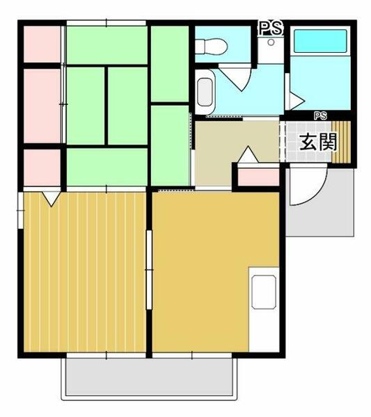 ウッドビレッジ南台Ａ棟 101｜茨城県石岡市南台４丁目(賃貸アパート2DK・1階・43.70㎡)の写真 その2