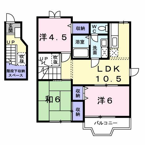 和歌山県和歌山市園部(賃貸アパート3LDK・2階・65.58㎡)の写真 その2