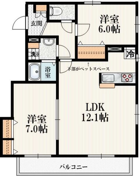 東京都練馬区石神井台２丁目(賃貸マンション2LDK・3階・64.45㎡)の写真 その2