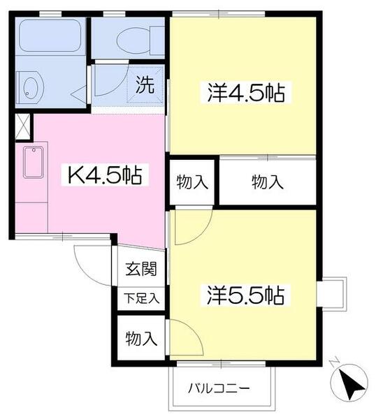 千葉県千葉市緑区あすみが丘２丁目(賃貸アパート2K・1階・31.46㎡)の写真 その2