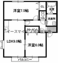 リヅミカーサＡ棟  ｜ 福岡県久留米市東合川７丁目（賃貸アパート2LDK・1階・52.84㎡） その2