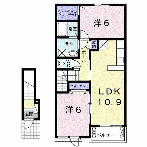 愛知県小牧市新町１丁目(賃貸アパート2LDK・2階・57.19㎡)の写真 その2