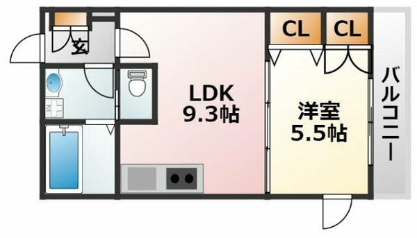 大阪府大阪市東淀川区小松３丁目(賃貸マンション1LDK・2階・37.61㎡)の写真 その2