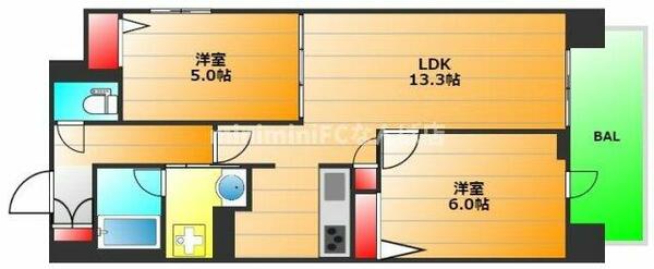 ＩＢＣレジデンスイースト｜大阪府大阪市中央区北久宝寺町４丁目(賃貸マンション2LDK・2階・57.47㎡)の写真 その2