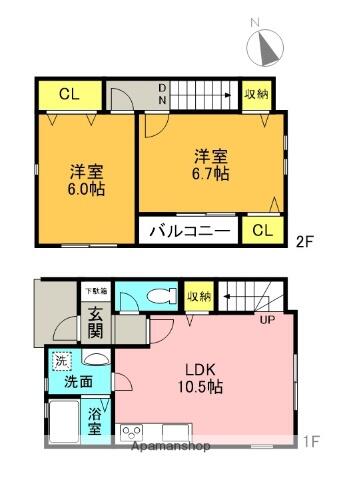 サンステージ八万Ⅱ D｜徳島県徳島市八万町橋本(賃貸テラスハウス2LDK・--・57.15㎡)の写真 その2