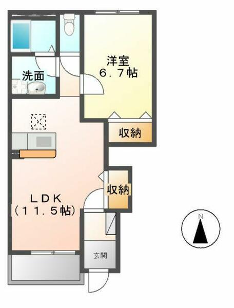 Ｑｕａｔｒｅ　Ｂｉｅｎ（キャトル　ビアン）｜茨城県那珂市菅谷(賃貸アパート1LDK・1階・44.95㎡)の写真 その2