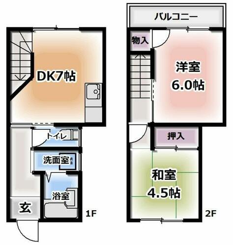 大阪府寝屋川市仁和寺本町３丁目（アパート）の賃貸物件の間取り