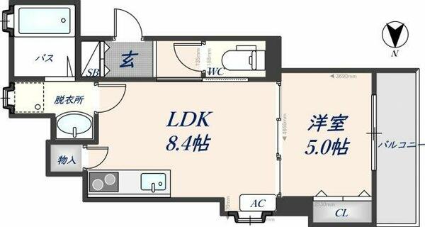 ラモーナ諸福Ⅱ 104｜大阪府大東市諸福３丁目(賃貸アパート1LDK・1階・33.53㎡)の写真 その2