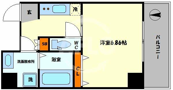 Ｋ－フロント今宮三番館｜大阪府大阪市西成区北開１丁目(賃貸マンション1K・6階・25.06㎡)の写真 その2