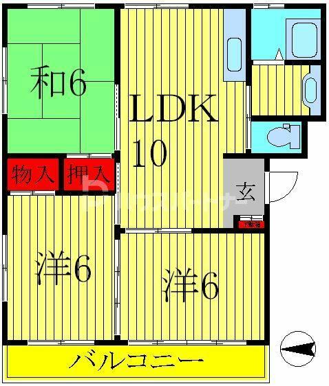 第三関東マンション 403｜千葉県柏市若柴(賃貸マンション3LDK・4階・54.00㎡)の写真 その2