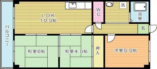 ＣＶビル小倉 302｜福岡県北九州市小倉北区大畠２丁目(賃貸マンション3LDK・3階・57.39㎡)の写真 その2