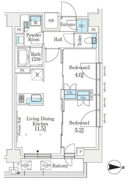 Ｊ．ＧＲＡＮ　Ｃｏｕｒｔ　品川西大井ＥＡＳＴ 215｜東京都品川区西大井２丁目(賃貸マンション2LDK・2階・48.44㎡)の写真 その2