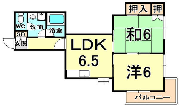 兵庫県西宮市上鳴尾町(賃貸アパート2DK・1階・43.80㎡)の写真 その2