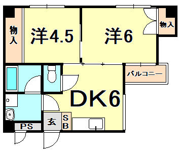 レガリア園田 306｜兵庫県尼崎市東園田町６丁目(賃貸マンション2DK・3階・35.46㎡)の写真 その2