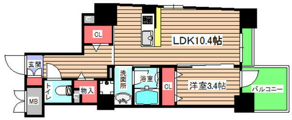 ハイデンス梅ヶ枝｜大阪府大阪市北区西天満３丁目(賃貸マンション1LDK・8階・40.05㎡)の写真 その2