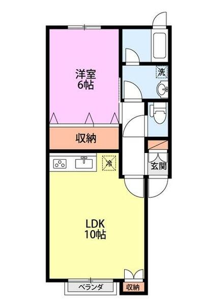 パサージュⅢ 203｜新潟県新潟市東区臨港１丁目(賃貸アパート1LDK・2階・38.13㎡)の写真 その2