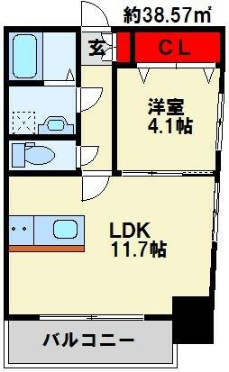 ＥＲＩＯＳ　ＣＯＵＲＴ中津口 705｜福岡県北九州市小倉北区中津口２丁目(賃貸マンション1LDK・7階・38.57㎡)の写真 その2