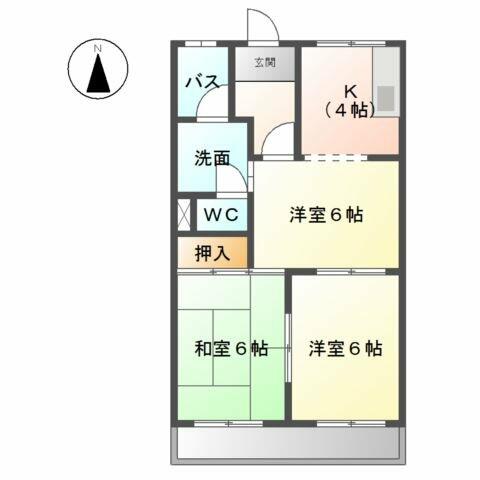 パークハイツＫⅡ｜岐阜県岐阜市南蝉１丁目(賃貸アパート3K・1階・49.50㎡)の写真 その2