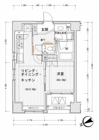 ドゥーエ銀座イーストⅠ｜東京都中央区湊３丁目(賃貸マンション1LDK・6階・40.16㎡)の写真 その2