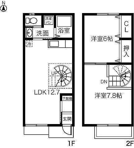 [テラスハウス] 愛知県名古屋市守山区百合が丘 の賃貸【愛知県 / 名古屋市守山区】の間取り