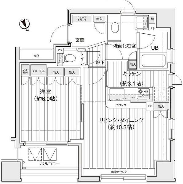 ドゥーエ銀座イースト２ 303｜東京都中央区入船３丁目(賃貸マンション1LDK・3階・47.35㎡)の写真 その2