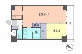 レジデンス住吉｜福岡県福岡市博多区住吉３丁目(賃貸マンション1LDK・13階・43.74㎡)の写真 その2