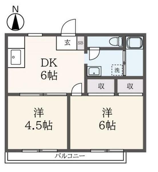 サンビレッジ紅葉ヶ丘 202｜東京都府中市紅葉丘１丁目(賃貸アパート2DK・2階・35.90㎡)の写真 その2