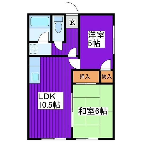 北海道札幌市手稲区富丘二条３丁目(賃貸アパート2LDK・2階・43.72㎡)の写真 その2