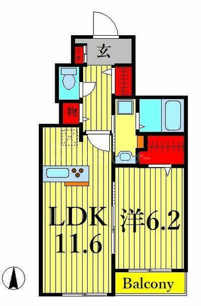 ミル　タンドレス 102｜東京都葛飾区南水元１丁目(賃貸アパート1LDK・1階・46.58㎡)の写真 その2