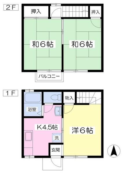 タウンハウス扇 106｜栃木県下野市小金井(賃貸アパート3DK・1階・49.58㎡)の写真 その2