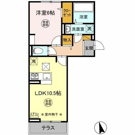 エースコート　Ⅲ｜茨城県ひたちなか市大字東石川(賃貸アパート1LDK・1階・42.63㎡)の写真 その2