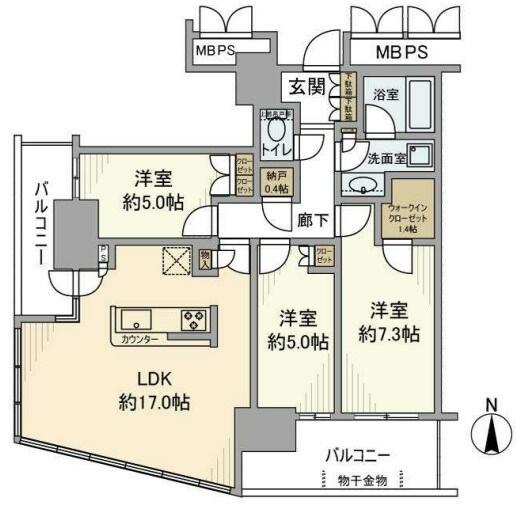 川崎ゲートタワー｜神奈川県川崎市幸区大宮町(賃貸マンション3LDK・13階・76.71㎡)の写真 その2