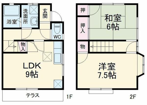 ベルサトウＢ 2｜静岡県浜松市中央区佐藤３丁目(賃貸テラスハウス2LDK・--・57.85㎡)の写真 その2