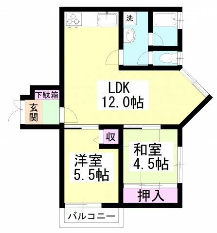 ハイツエバグリーン２号棟｜千葉県習志野市津田沼２丁目(賃貸マンション2LDK・5階・54.88㎡)の写真 その2