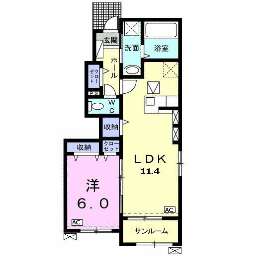 プルミエール 101｜岐阜県各務原市蘇原希望町２丁目(賃貸アパート1LDK・1階・47.67㎡)の写真 その2