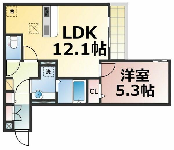 大阪府大阪市東成区神路１丁目(賃貸アパート1LDK・2階・44.78㎡)の写真 その2