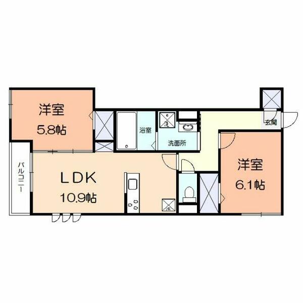 アプリコットⅢ 301｜神奈川県川崎市中原区下小田中６丁目(賃貸アパート2LDK・3階・55.08㎡)の写真 その2