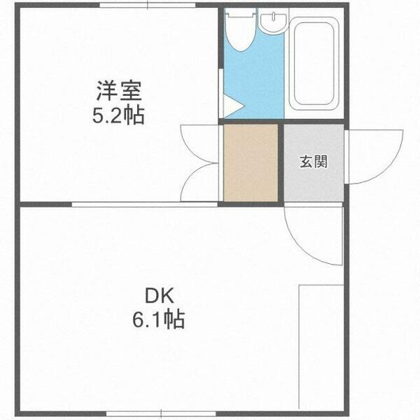 北海道札幌市北区新琴似七条１２丁目(賃貸アパート1DK・2階・22.14㎡)の写真 その2