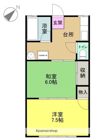 コーポサンシャイン 102｜福島県いわき市常磐関船町上関(賃貸アパート2K・1階・37.19㎡)の写真 その2