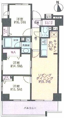 東京都葛飾区新宿４丁目(賃貸マンション3LDK・2階・63.51㎡)の写真 その2