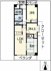 フローラ 401｜岐阜県可児市土田(賃貸マンション3LDK・4階・65.91㎡)の写真 その2