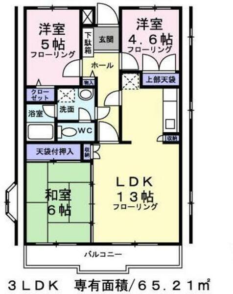 サンモールパレスＢ棟 0407｜東京都西東京市下保谷２丁目(賃貸マンション3LDK・4階・65.21㎡)の写真 その2