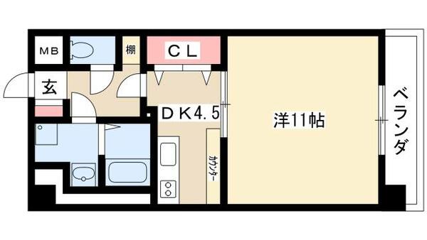 モエ・リングストーン 602｜愛知県名古屋市西区名駅２丁目(賃貸マンション1DK・6階・40.73㎡)の写真 その2