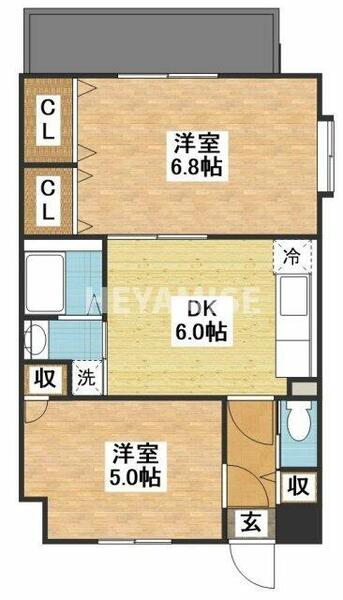 ステートリーマンション鷲崎 305｜長崎県諫早市鷲崎町(賃貸マンション2DK・3階・42.00㎡)の写真 その2