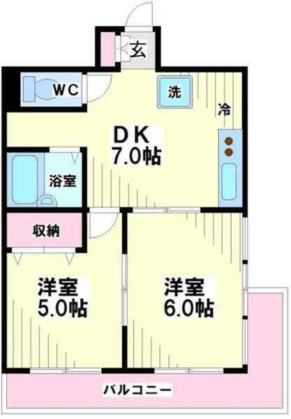 東京都中野区中央３丁目(賃貸マンション2DK・3階・37.20㎡)の写真 その2