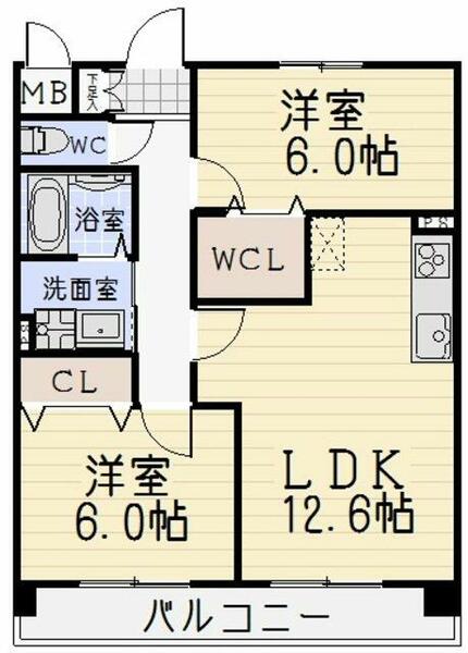 愛知県名古屋市北区丸新町(賃貸マンション2LDK・3階・58.80㎡)の写真 その2