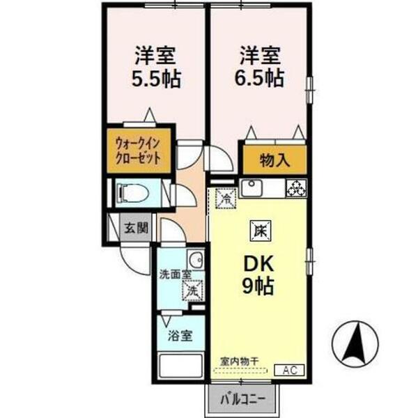 ドルフアイリス 102｜新潟県新潟市秋葉区中村(賃貸アパート2DK・1階・50.53㎡)の写真 その2