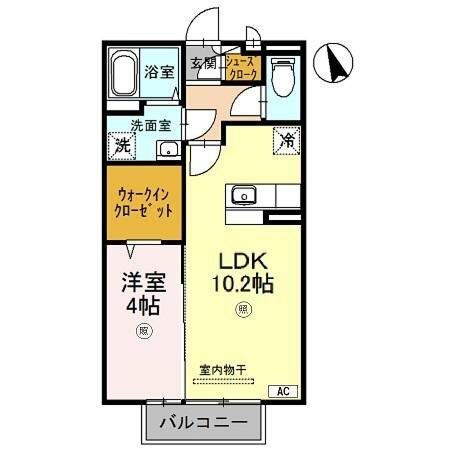 Ｄ－ｒｏｏｍ　ＭＡＬＤＡ　Ａ棟｜和歌山県海南市大野中(賃貸アパート1LDK・2階・37.53㎡)の写真 その2