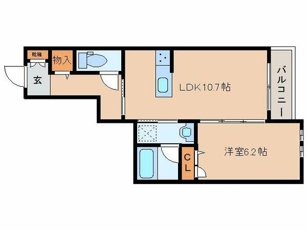 奈良県大和高田市大中東町(賃貸マンション1LDK・3階・43.83㎡)の写真 その2