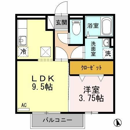 リビングタウン下河端　Ａ 106｜福井県鯖江市下河端町(賃貸アパート1LDK・1階・35.10㎡)の写真 その2